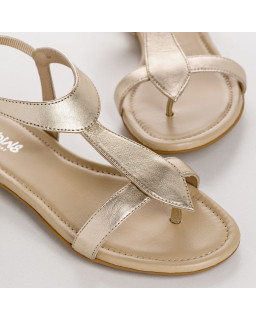 Sandales Plates Femme Éclat Cuir Metallisé - BERNIE | Reqins