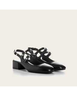 Ballerines Noires à Talons Rosewood en Cuir