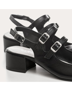 Black Ballerinations with Rosewood Leather Heels