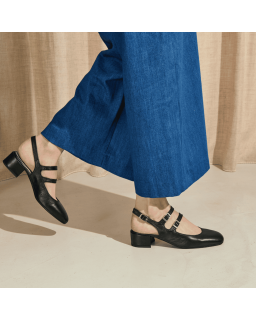 Ballerines Noires à Talons Rosewood en Cuir