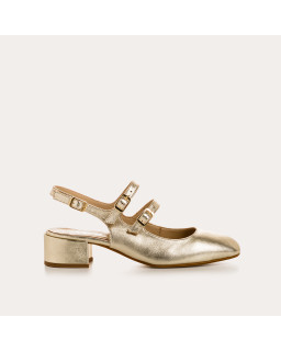 Babies slingback à talons métallisées Rosewood | Élégance dorée & confort – Reqins