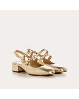 Tabies Slingback Metal Heels Rosewood | Golden Elegance & Comfort - Reqins