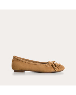 Ballerines en cuir velours avec franges sur le dessus