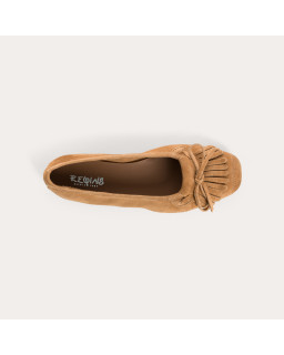 Ballerines en cuir velours avec franges sur le dessus