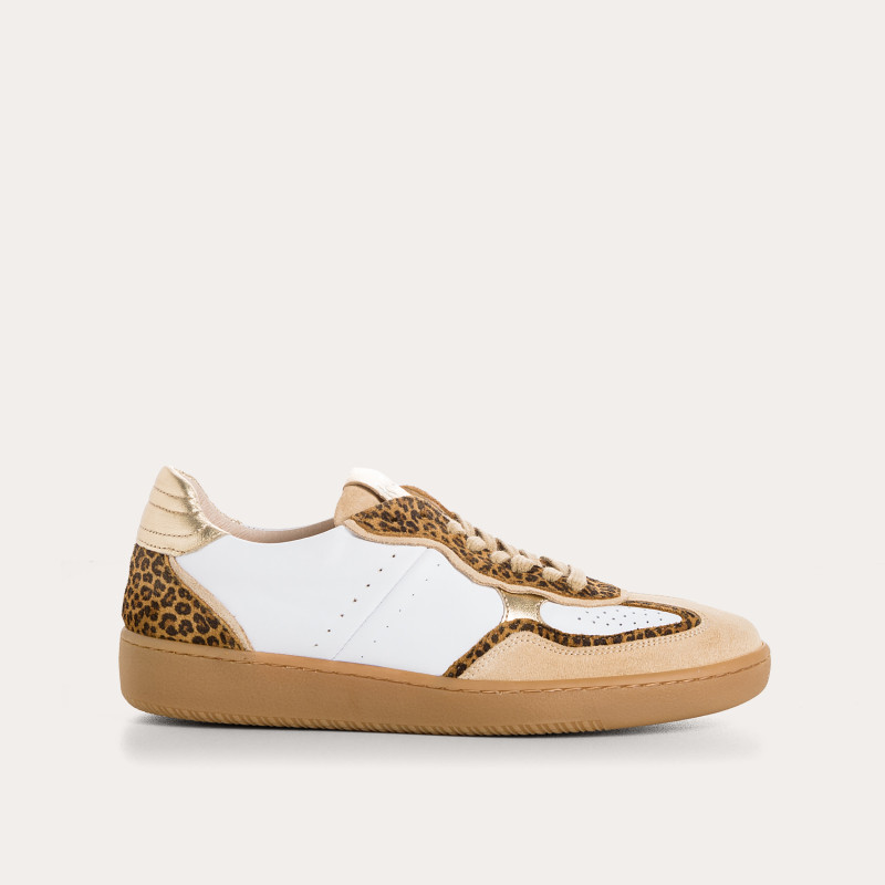 BASKETS ATHENA MIX CUIR LEOPARD