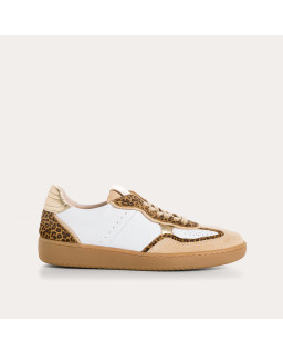 BASKETS ATHENA MIX CUIR LEOPARD