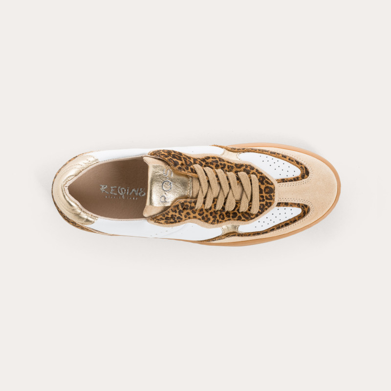 BASKETS ATHENA MIX CUIR LEOPARD