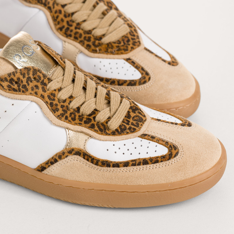 BASKETS ATHENA MIX CUIR LEOPARD