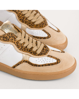 BASKETS ATHENA MIX CUIR LEOPARD