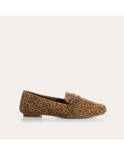 MOCASSINS HEMA CUIR VELOURS MINI LEOPARD