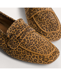 MOCASSINS HEMA CUIR VELOURS MINI LEOPARD