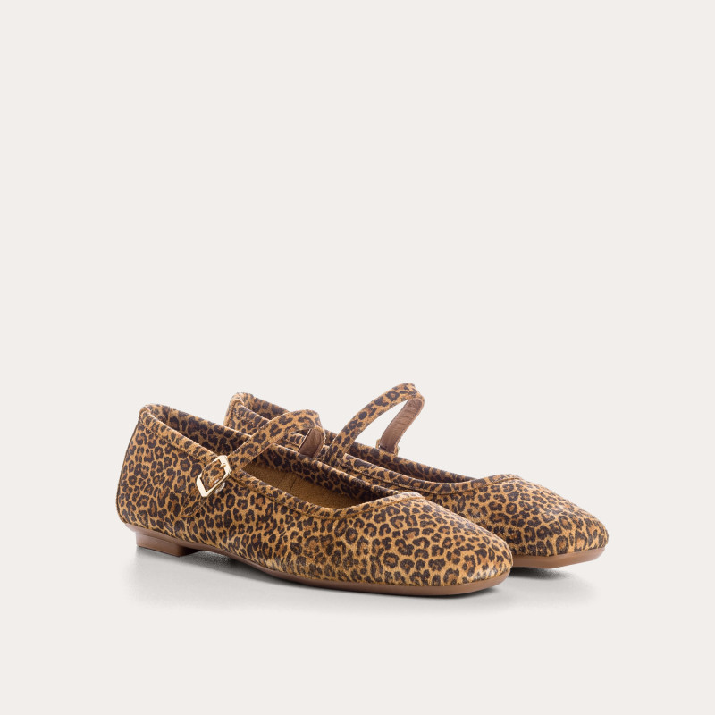 BABIES HONOR CUIR VELOURS MINI LEOPARD