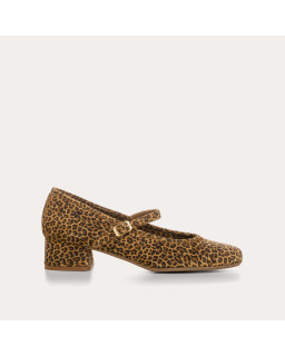 BABIES A TALONS KELLY CUIR VELOURS MINI LEOPARD