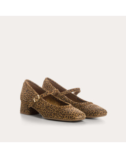 BABIES A TALONS KELLY CUIR VELOURS MINI LEOPARD
