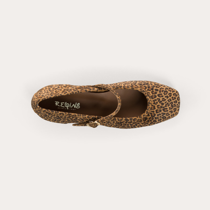 BABIES A TALONS KELLY CUIR VELOURS MINI LEOPARD