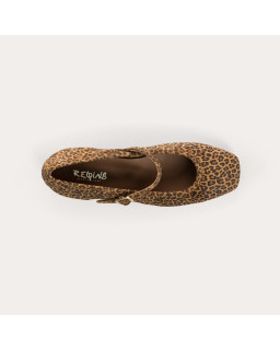 BABIES A TALONS KELLY CUIR VELOURS MINI LEOPARD