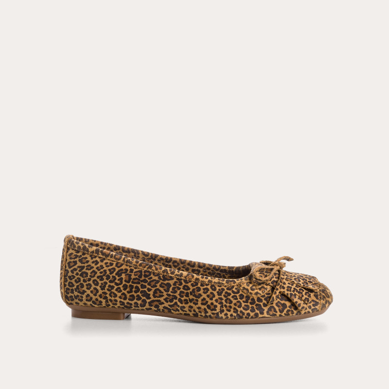 BALLERINES HINDI CUIR VELOURS MINI LEOPARD