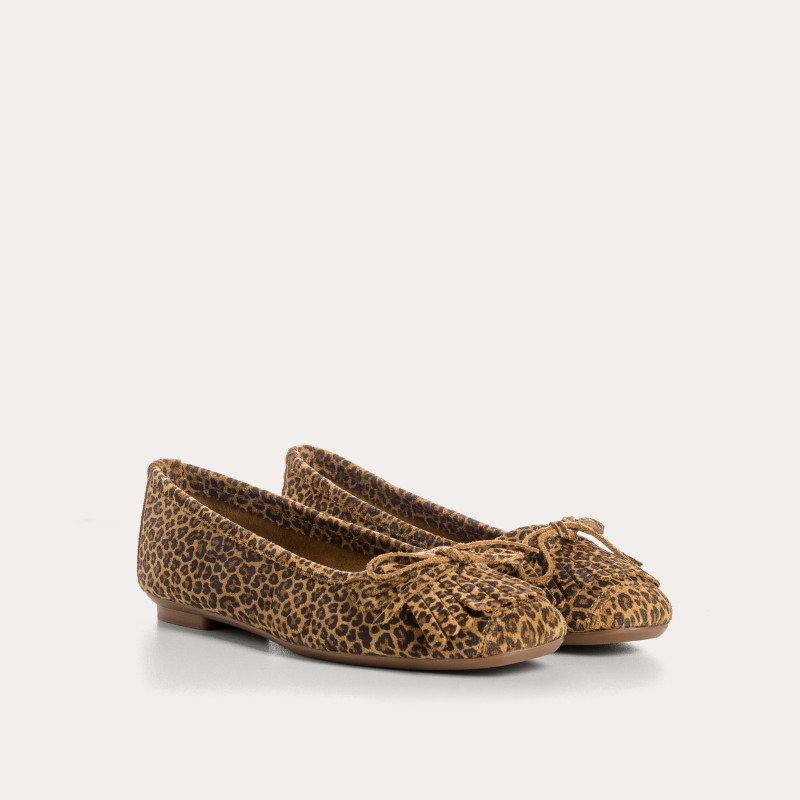 BALLERINES HINDI CUIR VELOURS MINI LEOPARD