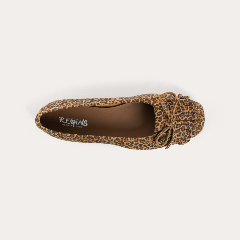 BALLERINES HINDI CUIR VELOURS MINI LEOPARD