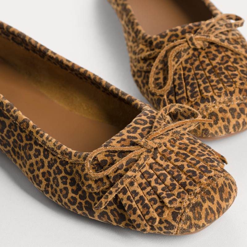 BALLERINES HINDI CUIR VELOURS MINI LEOPARD