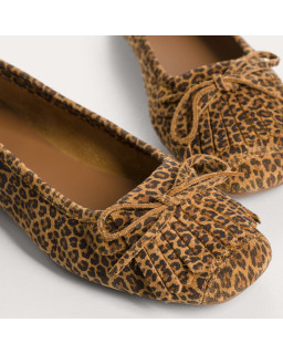 BALLERINES HINDI CUIR VELOURS MINI LEOPARD