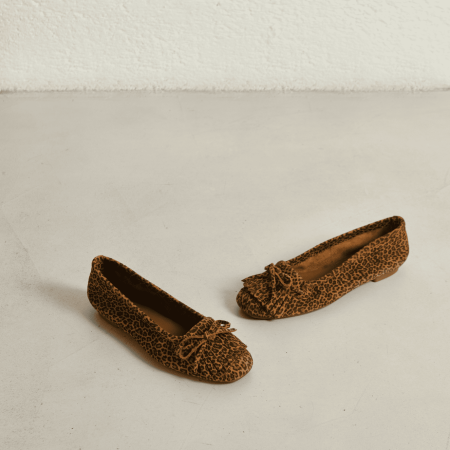 BALLERINES HINDI CUIR VELOURS MINI LEOPARD