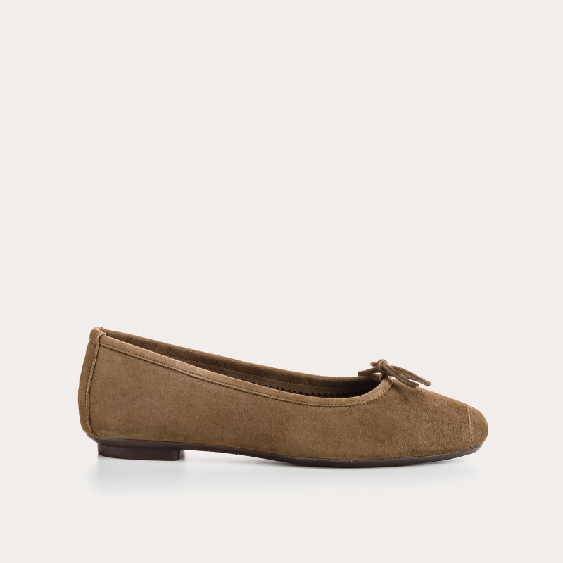 Flat ballerinas with velvet leather knot with tip reinforcement