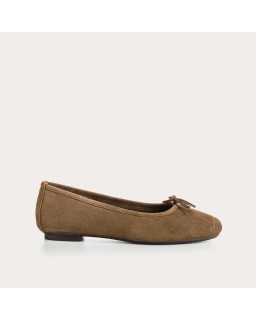 Flat ballerinas with velvet leather knot with tip reinforcement