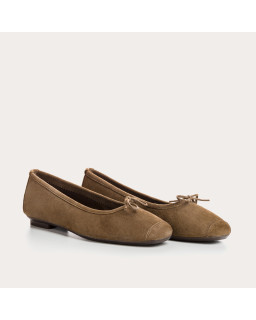 Flat ballerinas with velvet leather knot with tip reinforcement
