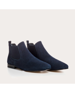 Chelsea boots flat velvet leather with elastic