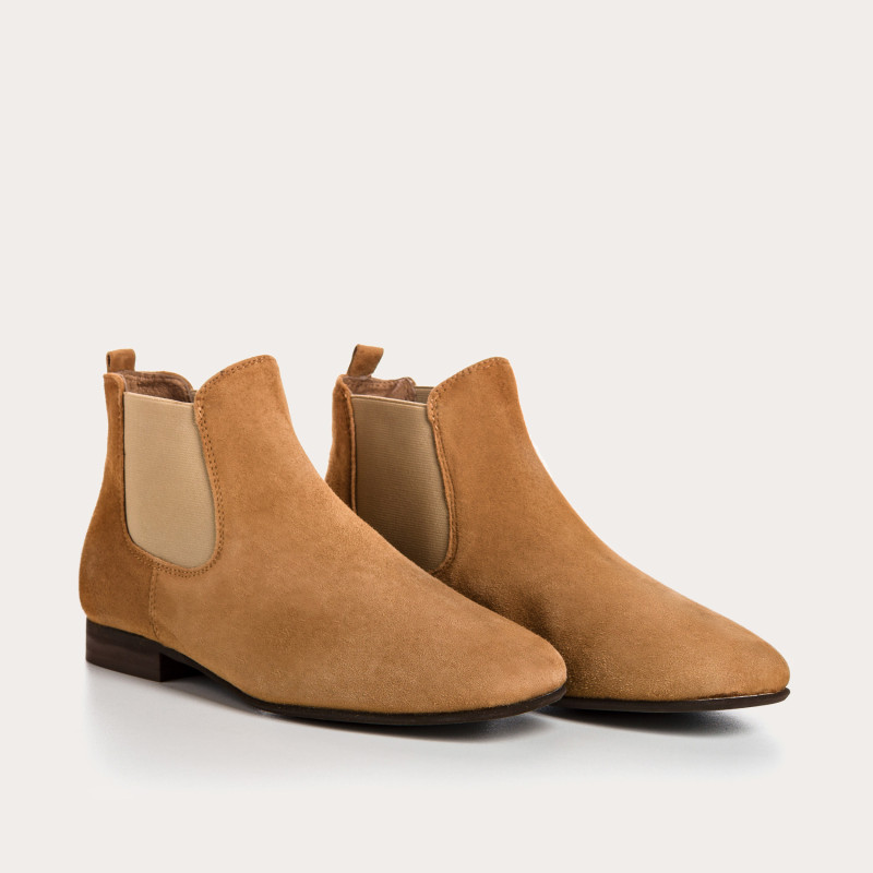 Chelsea boots flat velvet leather with elastic