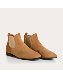 Chelsea boots flat velvet leather with elastic