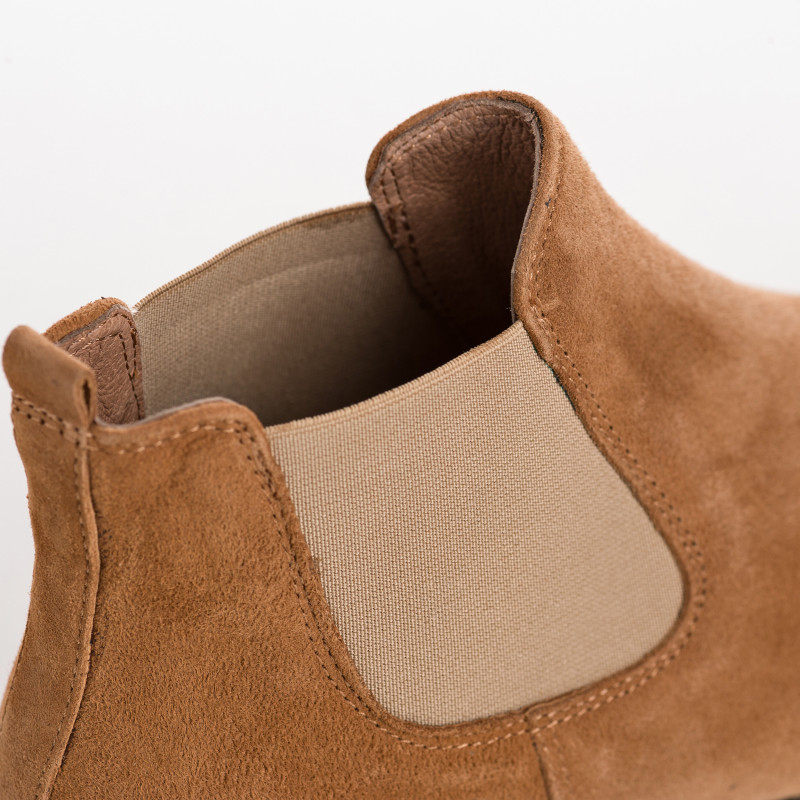 Bottines Chelsea plates en cuir velours avec élastiques